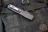 Microtech Ultratech ZBP Zero Blade Play OTF Knife- Double Edge- Black Handle- Baker Forge Blued Icestorm Damascus Blade- Purple Clip 1122-16 MS3