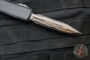Microtech Ultratech ZBP Zero Blade Play OTF Knife- Double Edge- Black Handle- Baker Forge Tigermai Damascus Blade 1122-16 MS1