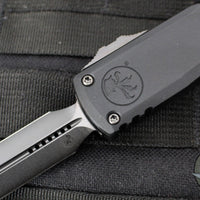 Microtech Ultratech ZBP Zero Blade Play OTF Knife- Double Edge- Shadow Edition- Black Handle- Black DLC Plain Edge Blade- DLC Hardware 1122-1 DLCTSH