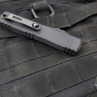 Microtech Ultratech ZBP Zero Blade Play OTF Knife- Double Edge- Shadow Edition- Black Handle- Black DLC Plain Edge Blade- DLC Hardware 1122-1 DLCTSH