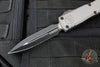 Microtech Ultratech ZBP Zero Blade Play OTF Knife- Double Edge- Natural Clear Finished Handle- Black Plain Edge Blade 1122-1 NC