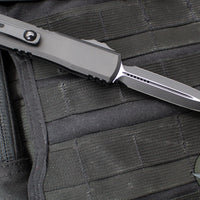 Microtech Ultratech ZBP Zero Blade Play OTF Knife- Double Edge- Tactical- Black Handle- Black Plain Edge Blade 1122-1 T