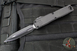 Microtech Ultratech ZBP Zero Blade Play OTF Knife- Double Edge- Tactical- Black Handle- Black Plain Edge Blade 1122-1 T