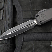 Microtech Ultratech ZBP Zero Blade Play OTF Knife- Double Edge- Tactical- Black Handle- Black Plain Edge Blade 1122-1 T