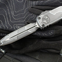 Microtech Ultratech ZBP Zero Blade Play OTF Knife- Double Edge- Urban Camo Comic Finished Handle And Plain Edge Blade 1122-1 UCCOMICS