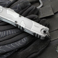 Microtech Ultratech ZBP Zero Blade Play OTF Knife- Double Edge- Urban Camo Comic Finished Handle And Plain Edge Blade 1122-1 UCCOMICS