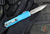 Microtech Ultratech OTF Knife- GEN IV- Double Edge- Blue Handle- Apocalyptic Finished Blade 11224-10 APBL