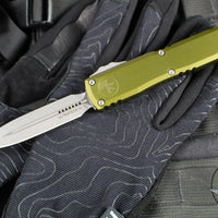 Microtech Ultratech OTF Knife- GEN IV- Double Edge- OD Green Handle- Apocalyptic Finished Blade 11224-10 APOD