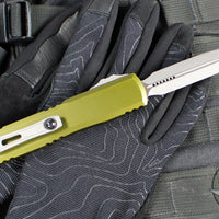 Microtech Ultratech OTF Knife- GEN IV- Double Edge- OD Green Handle- Apocalyptic Finished Blade 11224-10 APOD