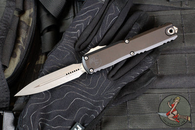 Microtech Ultratech OTF Knife- GEN IV- Double Edge- Black Handle- Apocalyptic Finished Blade 11224-10 AP