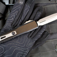 Microtech Ultratech OTF Knife- GEN IV- Double Edge- Black Handle- Apocalyptic Finished Blade 11224-10 AP