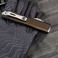 Microtech Ultratech OTF Knife- GEN IV- Double Edge- Black Handle- Apocalyptic Finished Blade 11224-10 AP