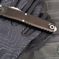 Microtech Ultratech OTF Knife- GEN IV- Double Edge- Black Handle- Apocalyptic Finished Blade 11224-10 AP
