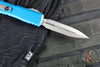 Microtech Ultratech OTF Knife- GEN IV- Double Edge- Blue Handle- Stonewash Finished Blade 11224-10 BL