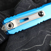 Microtech Ultratech OTF Knife- GEN IV- Double Edge- Blue Handle- Stonewash Finished Blade 11224-10 BL