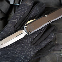 Microtech Ultratech OTF Knife- GEN IV- Double Edge- Black Handle- Stonewash Finished Blade 11224-10