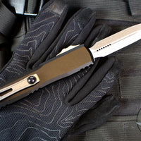 Microtech Ultratech OTF Knife- GEN IV- Double Edge- Black Handle- Stonewash Finished Blade 11224-10