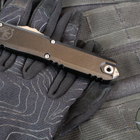 Microtech Ultratech OTF Knife- GEN IV- Double Edge- Black Handle- Stonewash Finished Blade 11224-10