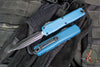 Microtech Ultratech OTF Knife- GEN IV- Double Edge- Deep Ocean Finished Handle- Black Finished Plain Edge Blade 11224-1 DO