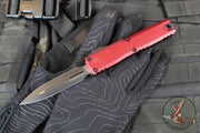 Microtech Ultratech OTF Knife- GEN IV- Double Edge- Merlot Handle- Black Finished Plain Edge Blade 11224-1 MR