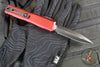 Microtech Ultratech OTF Knife- GEN IV- Double Edge- Merlot Handle- Black Finished Plain Edge Blade 11224-1 MR
