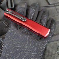 Microtech Ultratech OTF Knife- GEN IV- Double Edge- Merlot Handle- Black Finished Plain Edge Blade 11224-1 MR