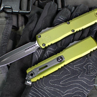 Microtech Ultratech OTF Knife- GEN IV- Double Edge- OD Green Handle- Black Finished Plain Edge Blade 11224-1 OD
