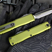 Microtech Ultratech OTF Knife- GEN IV- Double Edge- OD Green Handle- Black Finished Plain Edge Blade 11224-1 OD