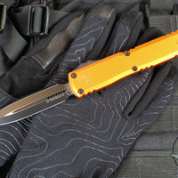Microtech Ultratech OTF Knife- GEN IV- Double Edge- Orange Handle- Black Finished Plain Edge Blade 11224-1 OR
