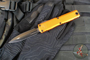 Microtech Ultratech OTF Knife- GEN IV- Double Edge- Orange Handle- Black Finished Plain Edge Blade 11224-1 OR
