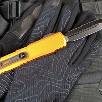 Microtech Ultratech OTF Knife- GEN IV- Double Edge- Orange Handle- Black Finished Plain Edge Blade 11224-1 OR
