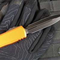 Microtech Ultratech OTF Knife- GEN IV- Double Edge- Orange Handle- Black Finished Plain Edge Blade 11224-1 OR
