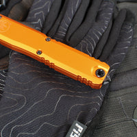 Microtech Ultratech OTF Knife- GEN IV- Double Edge- Orange Handle- Black Finished Plain Edge Blade 11224-1 OR