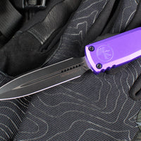 Microtech Ultratech OTF Knife- GEN IV- Double Edge- Purple Handle- Black Finished Plain Edge Blade 11224-1 PU