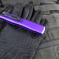 Microtech Ultratech OTF Knife- GEN IV- Double Edge- Purple Handle- Black Finished Plain Edge Blade 11224-1 PU