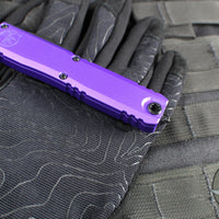 Microtech Ultratech OTF Knife- GEN IV- Double Edge- Purple Handle- Black Finished Plain Edge Blade 11224-1 PU