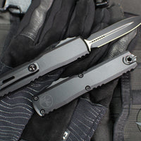 Microtech Ultratech OTF Knife- GEN IV- Tactical- Double Edge- Black Handle- Black Finished Plain Edge Blade 11224-1 T
