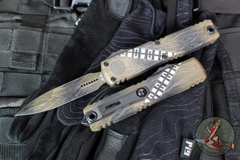 Microtech Ultratech OTF Knife- GEN IV- Double Edge- Wookie Finished Handle- Wookie Finished Plain Edge Blade 11224-1 WY