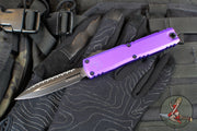 Microtech Ultratech OTF Knife- GEN IV- Double Edge- Purple Handle- Black Finished Full Serrated Edge Blade 11224-3 PU