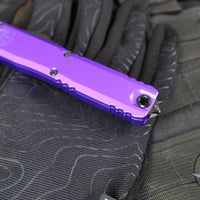 Microtech Ultratech OTF Knife- GEN IV- Double Edge- Purple Handle- Black Finished Full Serrated Edge Blade 11224-3 PU