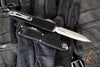 Microtech Ultratech OTF Knife- GEN IV- Double Edge- Black Handle- Double Full Serrated Stonewash Blade 11224-D12