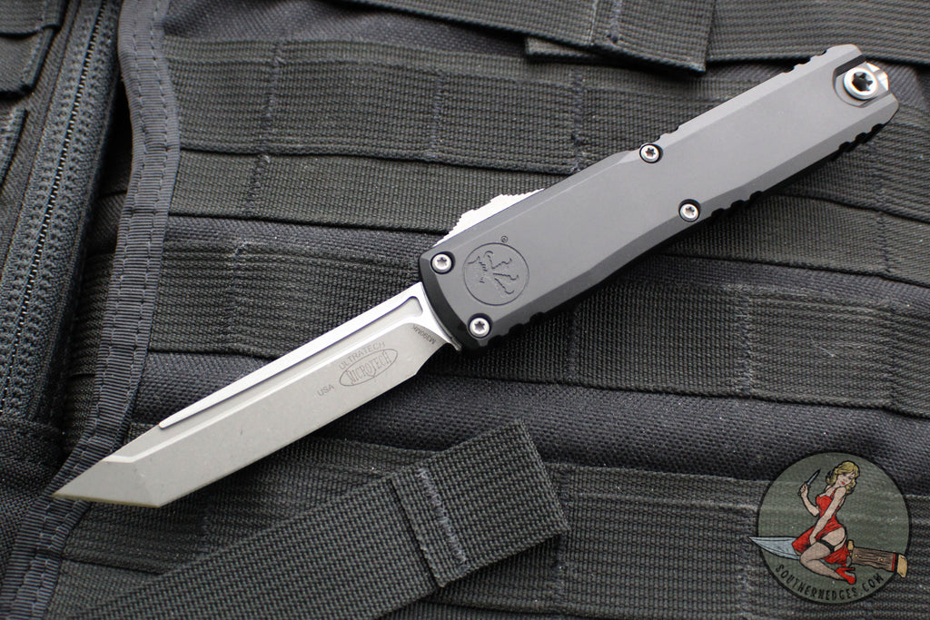 Microtech Ultratech ZBP Zero Blade Play OTF Knife- Tanto Edge- Black Handle- Apocalyptic Blade 1123-10 AP