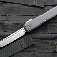 Microtech Ultratech ZBP Zero Blade Play OTF Knife- Tanto Edge- Black Handle- Stonewash Blade 1123-10