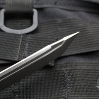 Microtech Ultratech ZBP Zero Blade Play OTF Knife- Tanto Edge- Black Handle- Stonewash Part Serrated Blade 1123-11