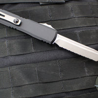 Microtech Ultratech ZBP Zero Blade Play OTF Knife- Tanto Edge- Black Handle- Apocalyptic Full Serrated Blade 1123-12 AP