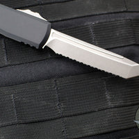 Microtech Ultratech ZBP Zero Blade Play OTF Knife- Tanto Edge- Black Handle- Apocalyptic Full Serrated Blade 1123-12 AP