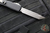 Microtech Ultratech ZBP Zero Blade Play OTF Knife- Tanto Edge- Black Handle- Stonewash Full Serrated Blade 1123-12