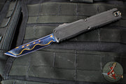 Microtech Ultratech ZBP Zero Blade Play OTF Knife- Tanto Edge- Black Handle- Blued Baker Forge Coppermai Damascus Blade 1123-16 MS2 V2