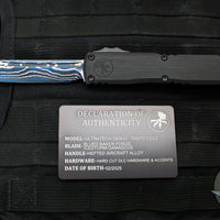 Microtech Ultratech ZBP Zero Blade Play OTF Knife- Tanto Edge- Black Handle- Baker Forge Blued Icestorm Damascus Blade 1123-16 MS3 v2