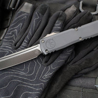 Microtech Ultratech ZBP Zero Blade Play OTF Knife- Tanto Edge- Shadow Edition- Black Handle- Black DLC Plain Edge Blade- DLC Hardware 1123-1 DLCTSH